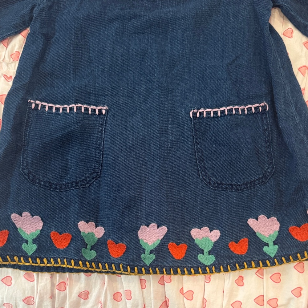 Stella McCartney Kids Blue Dress with Colorful Embroidery - Picture 3 of 9